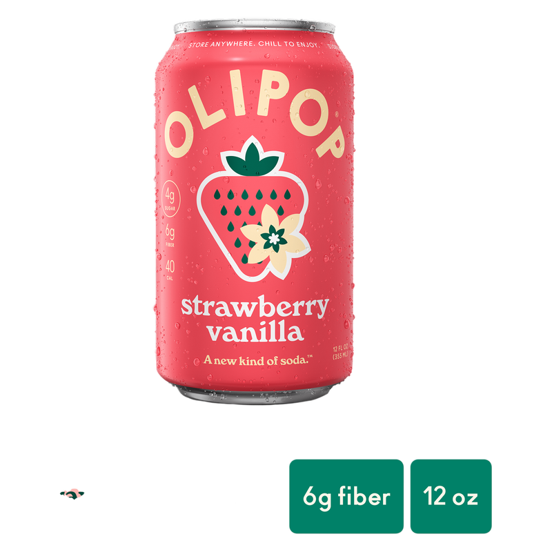 Olipop Strawberry Vanilla 12oz Can Shelf Stable