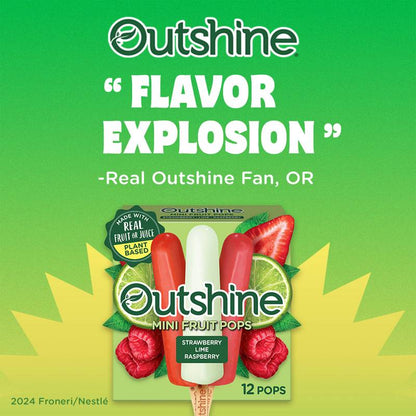Outshine Strawberry, Lime, and Raspberry Frozen Fruit Pops, Variety Pack, 12ct