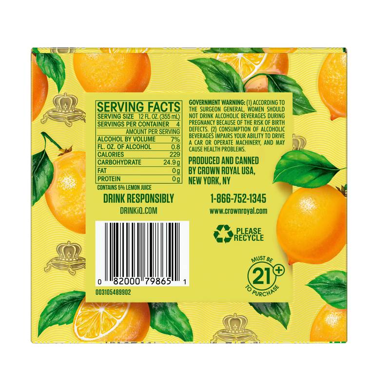 Crown Royal Whisky Lemonade Cocktail 4pk 12oz 7% ABV