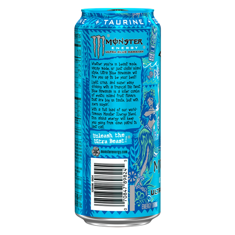Monster Energy Ultra Blue Hawaiian Energy Drink 16oz Can