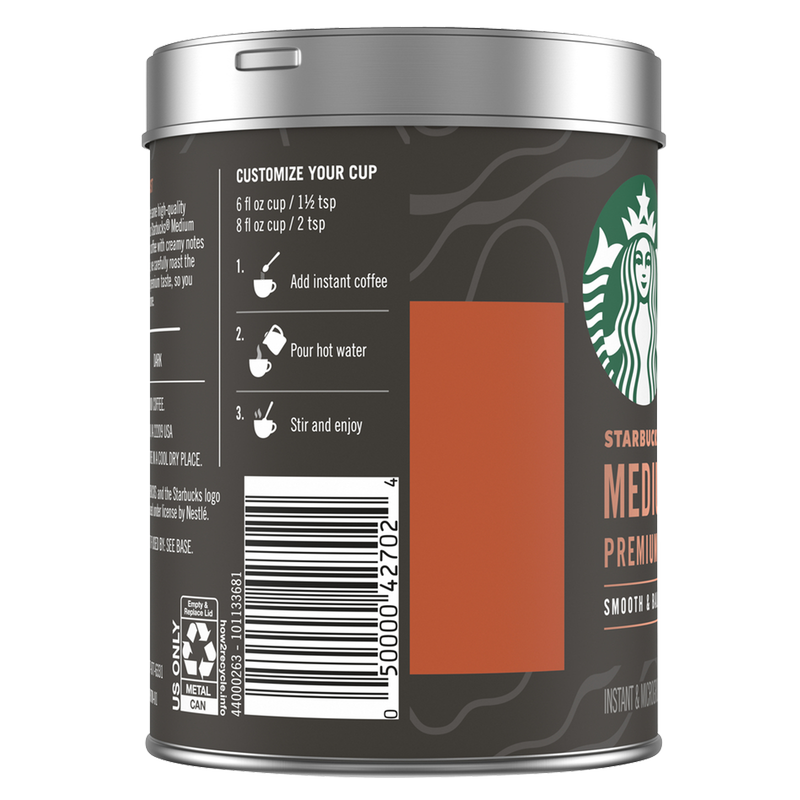 Starbucks Premium Instant Medium Roast 3.17oz Can - Starbucks – BevMo! Starbucks Premium Instant Medium Roast 3.17oz Can - Starbucks – BevMo!