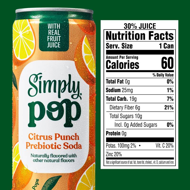 Simply Pop Citrus Punch Prebiotic Soda 12oz Can - Simply Pop – BevMo!