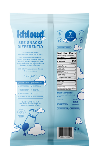 Khloud Protein Popcorn – Olive Oil and Sea Salt, 4oz
