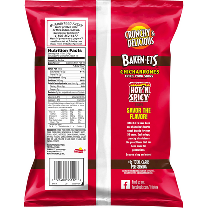 Baken-Ets Hot 'N Spicy Fried Pork Skins 2oz