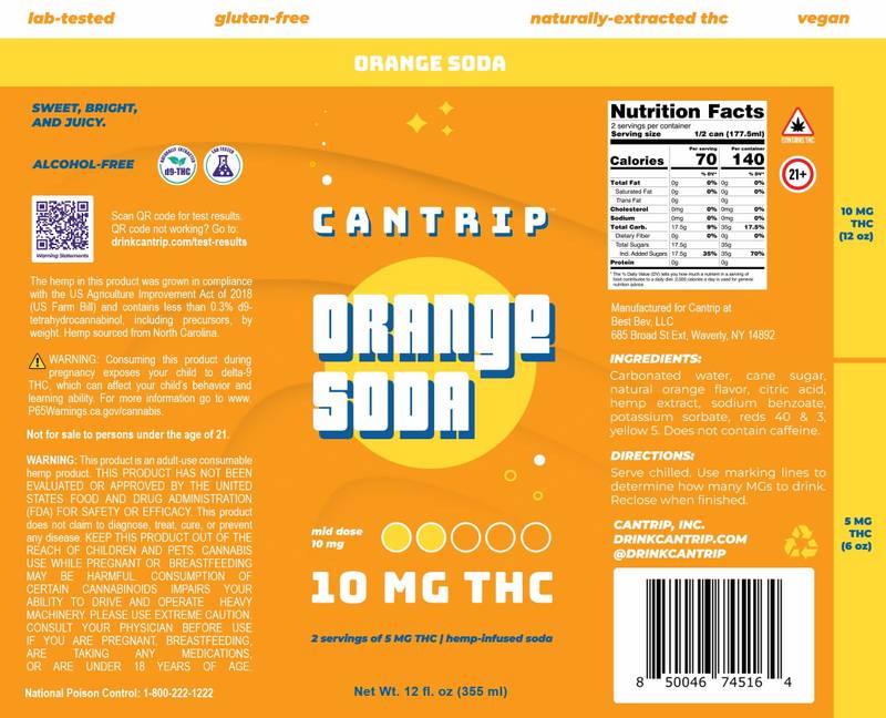 Cantrip Orange Soda 10mg THC Soda 4pk 12oz Can