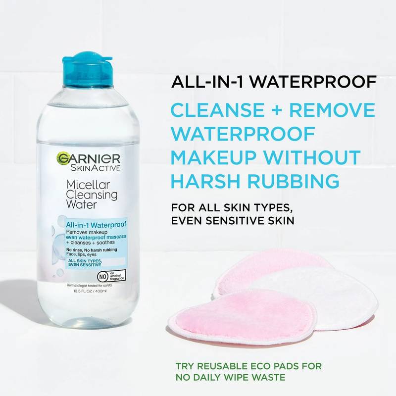 Garnier SkinActive Micellar Cleansing Water, For Waterproof Makeup 13.5 OZ