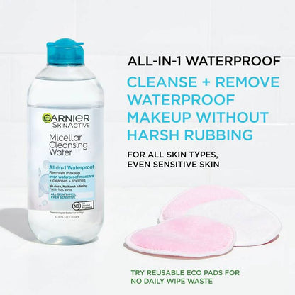 Garnier SkinActive Micellar Cleansing Water, For Waterproof Makeup 13.5 OZ
