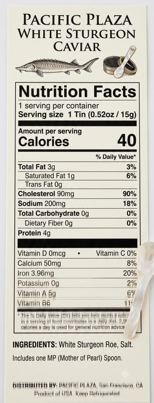 Pacific Plaza White Sturgeon Caviar with MP Spoon - 0.52oz