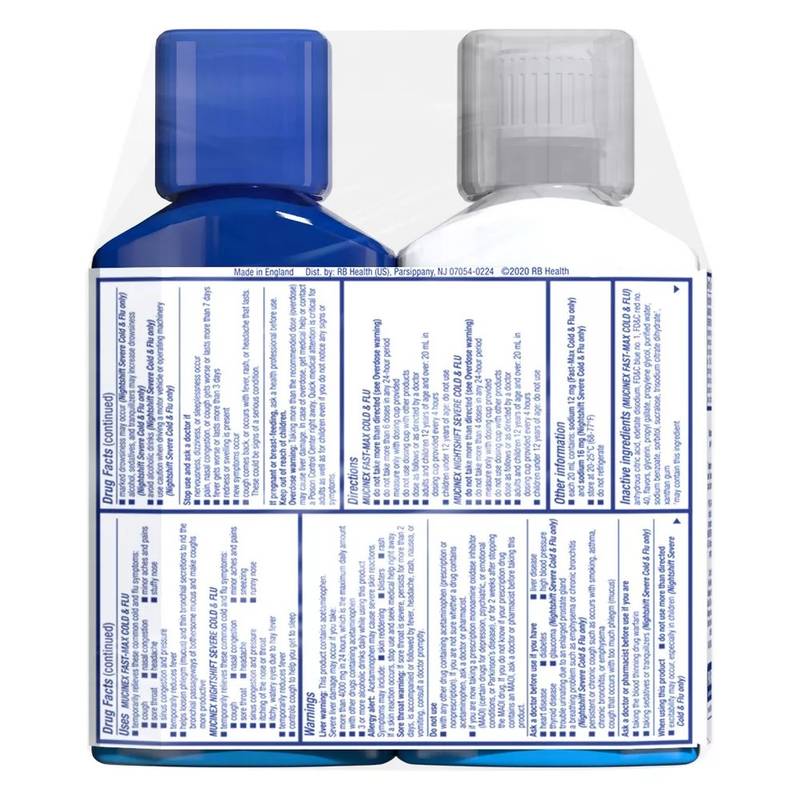 Mucinex Max Strength Cold & Flu Medicine, Day & Night Liquid 2 x 6oz