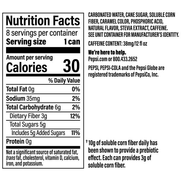 Pepsi Prebiotic Cola Cherry Vanilla 8pk 12oz Can