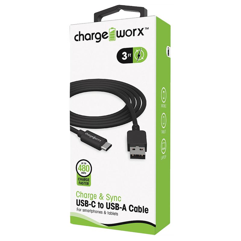 Chargeworx USB-C to USB-A Cable 3ft