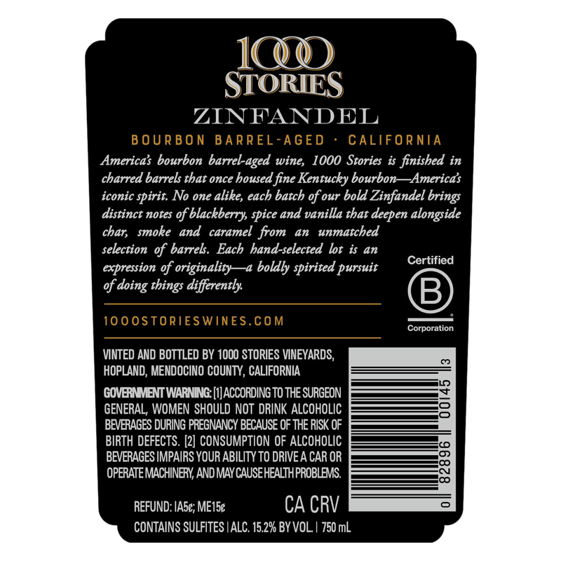 1000 Stories Zinfandel 750 ml - 1000 Stories – BevMo!