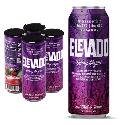 Elevado THC 5mg Berry Mojito Cocktail 4pk 12oz Can