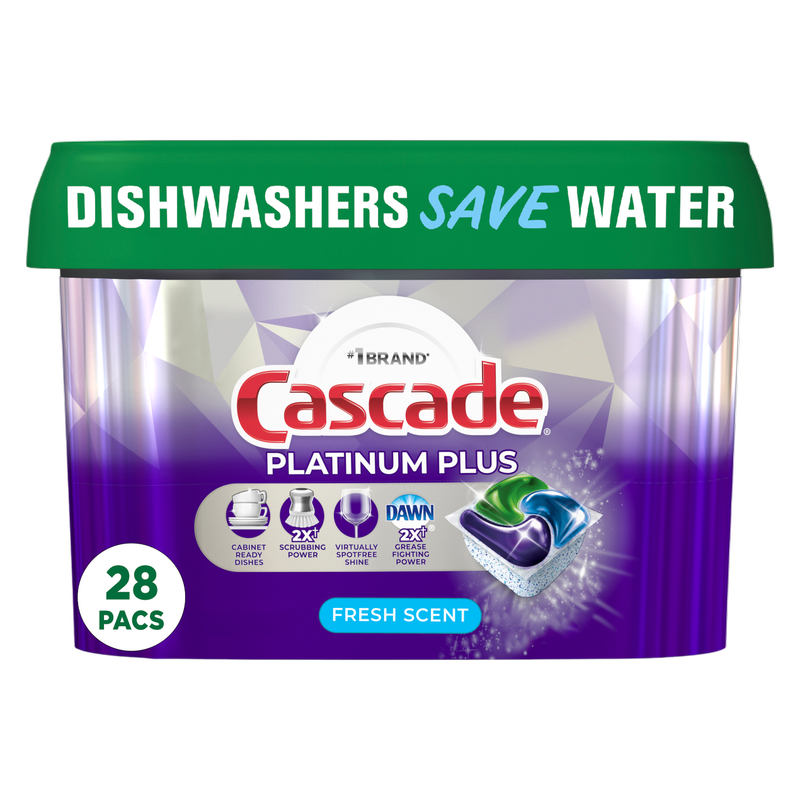 Cascade Platinum Plus Dishwasher Detergent Pods Fresh 28ct
