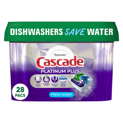 Cascade Platinum Plus Dishwasher Detergent Pods Fresh 28ct