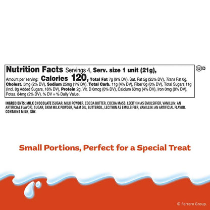 Kinder Chocolate, 4 Large Bars, Milk Chocolate Bar with Creamy Milky Filling, Individually Wrapped Candy, 3 oz Total