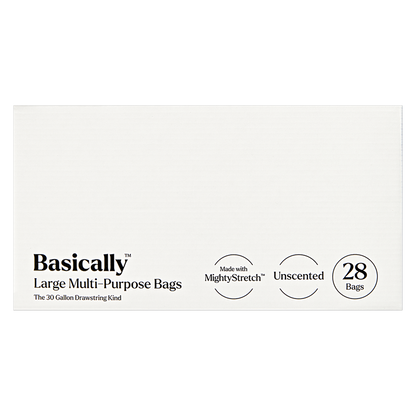 Basically 28ct MightyStretch 30 Gallon Multi-Purpose Bags