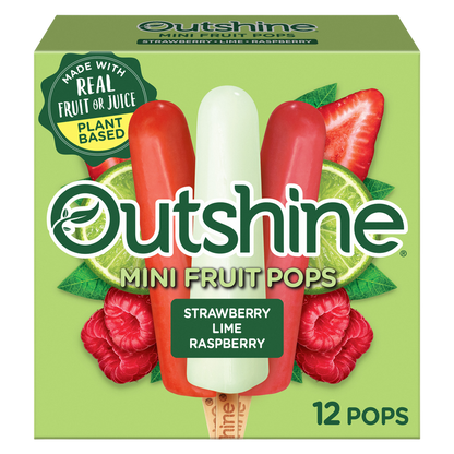 Outshine Strawberry, Lime, and Raspberry Frozen Fruit Pops, Variety Pack, 12ct