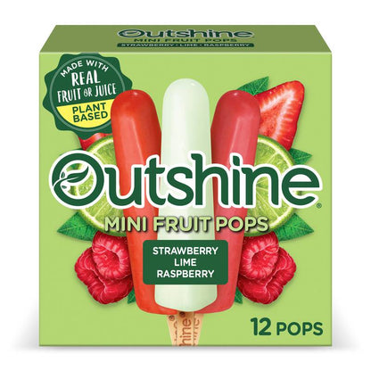 Outshine Strawberry, Lime, and Raspberry Frozen Fruit Pops, Variety Pack, 12ct