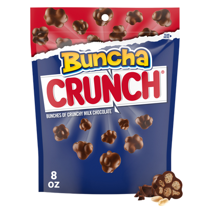 Buncha CRUNCH Milk Chocolate and Crisped Rice, Resealable Bag, 8 oz
