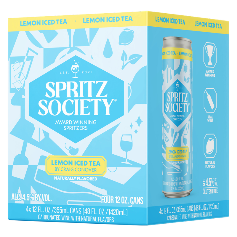 Spritz Society Lemon Iced Tea 4pk 12oz Cans 4.5% ABV - Spritz