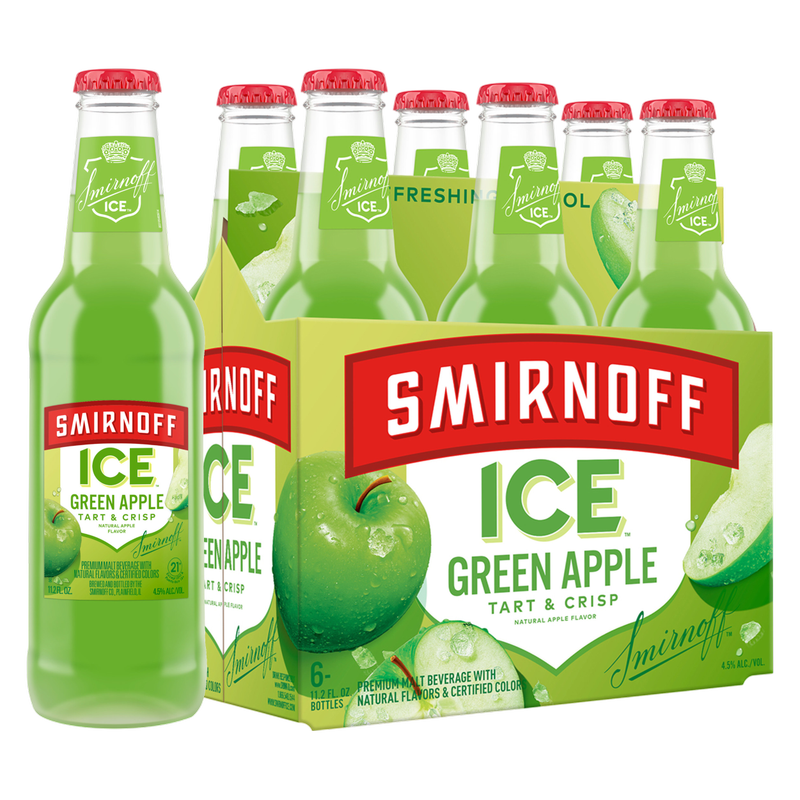 Smirnoff Ice Green Apple 6pk 11.2oz Btl 4.5% ABV