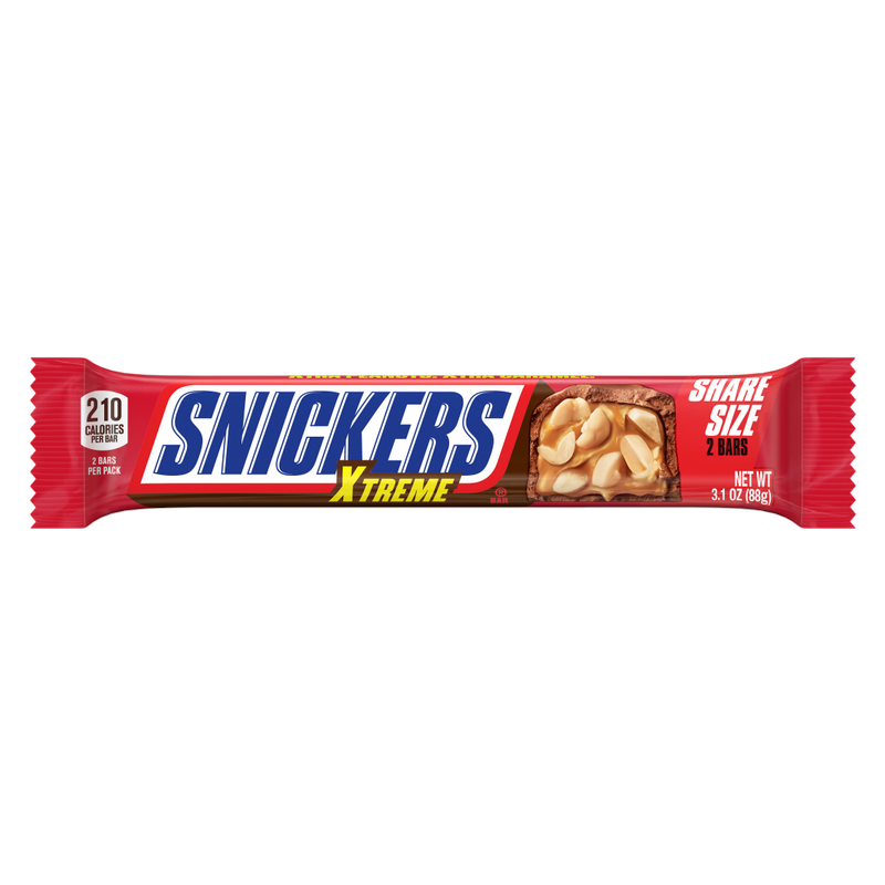 SNICKERS Xtreme Peanut and Caramel Chocolate Bars, Share Size, 3.1 oz