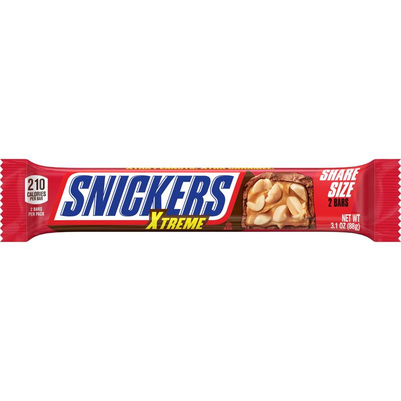 SNICKERS Xtreme Peanut and Caramel Chocolate Bars, Share Size, 3.1 oz ...