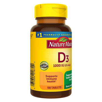 Nature Made Vitamin D3 1000 IU (25 mcg) Tablets, 100ct