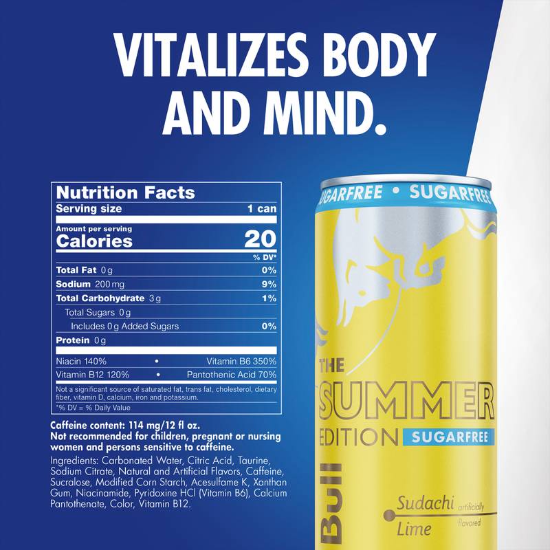 Red Bull Sugar Free Summer Edition Sudachi Lime Energy Drink 4pk 12oz Can