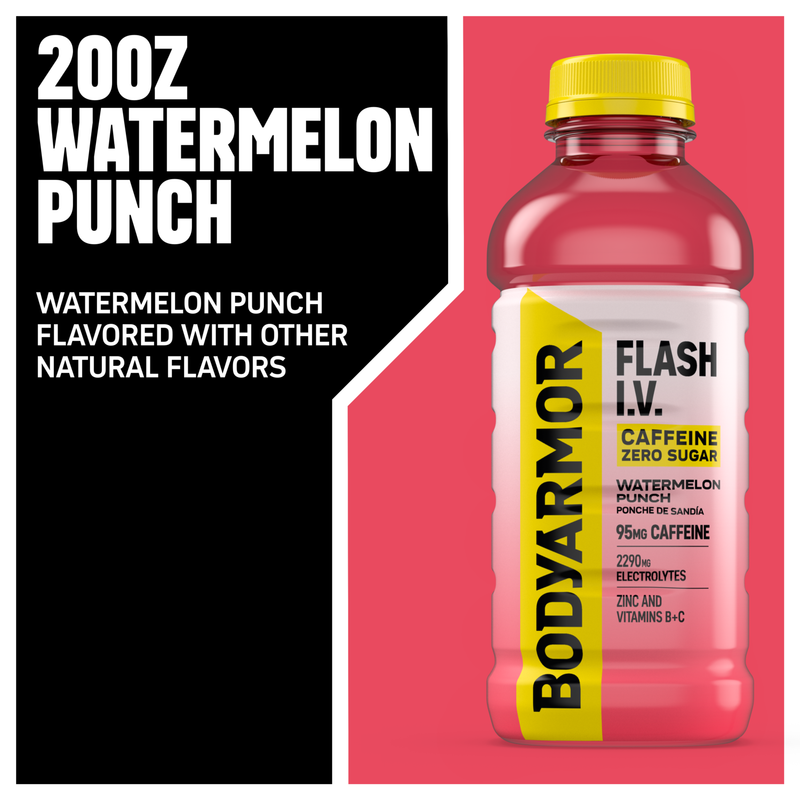BODYARMOR FLASH I.V. Caffeine + Hydration Watermelon Punch 20oz Btl