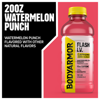 BODYARMOR FLASH I.V. Caffeine + Hydration Watermelon Punch 20oz Btl