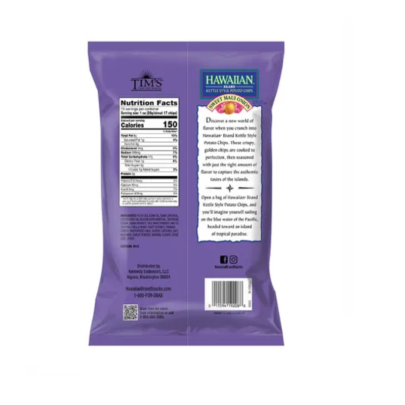Hawaiian Kettle Style Potato Chips Sweet Maui Onion 15oz