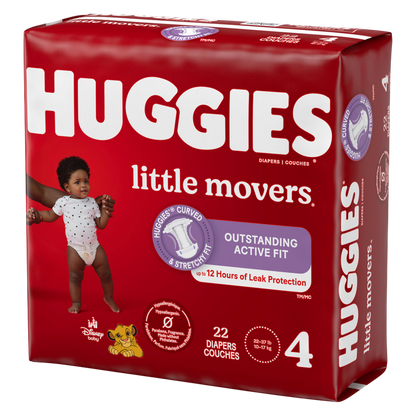 Huggies Little Movers Baby Diapers, Size 4 (22-37 lbs), 22 Ct
