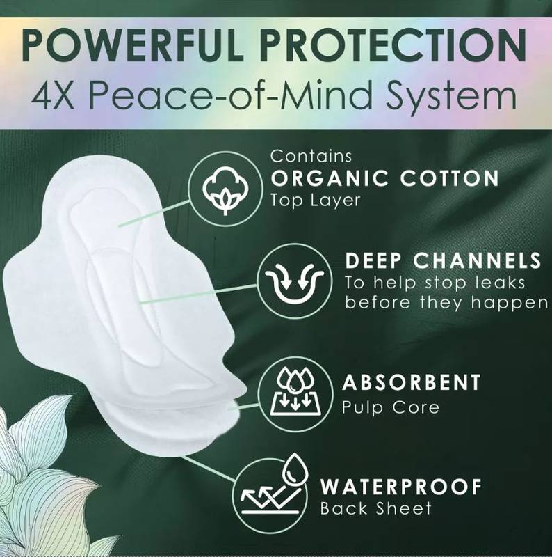 L. Ultra Thin Pads for Women, Organic Cotton Top Layer, Extra Long Overnight Absorbency, Menstrual Pads with Wings, 36 CT