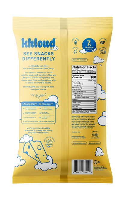 Khloud Protein Popcorn – White Cheddar, 4oz