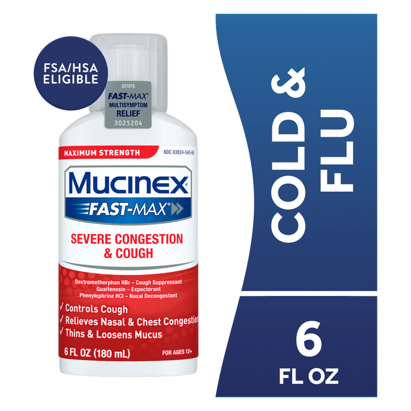 Mucinex Max Strength Severe Congestion & Cough Liquid Medicine, 6oz