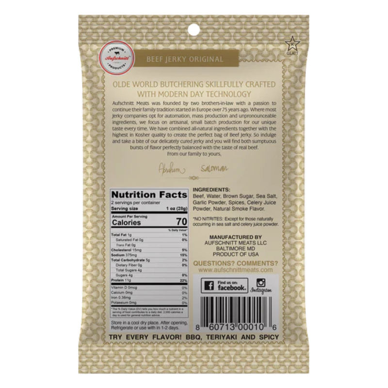 Aufschnitt Kosher Beef Jerky Original, 2oz