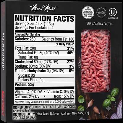 Meal Mart Kosher Ground Beef - 1lb