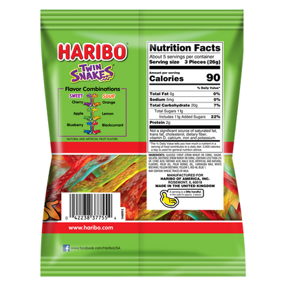 Haribo Sweet & Sour Twin Snakes Gummi Candy 5oz