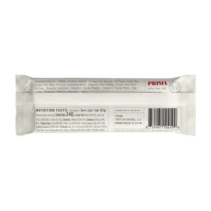 Prima Protein Bar, Cacao, 2oz