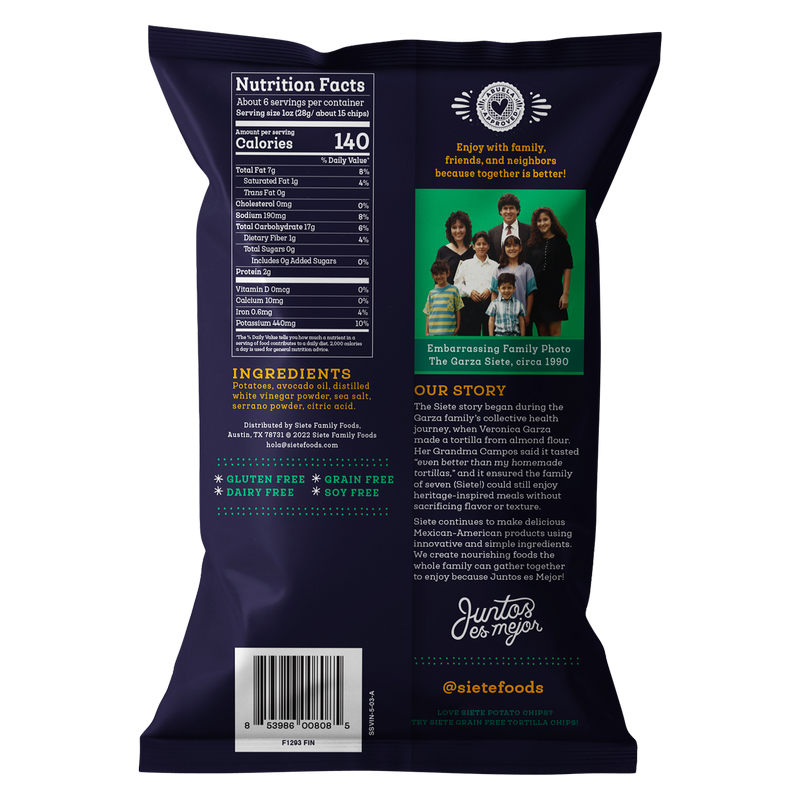 Siete Serrano, Sea Salt & Vinegar Potato Chips 5.5oz