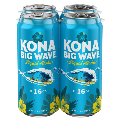 Kona Big Wave Premium Beer 4pk 16oz Cans 4.4% ABV