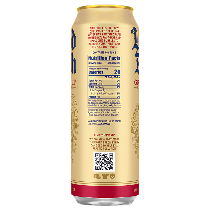 Liquid Death Sparkling Water Grave Fruit 19.2oz King Size Can