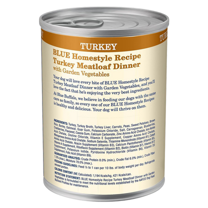 Blue Buffalo Homestyle Recipes Turkey Meatloaf Wet Dog Food 12.5oz