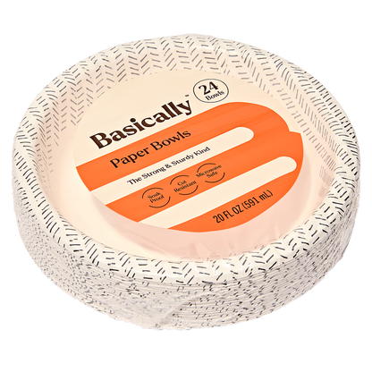 Basically 24ct Strong & Sturdy Paper Bowls 20oz