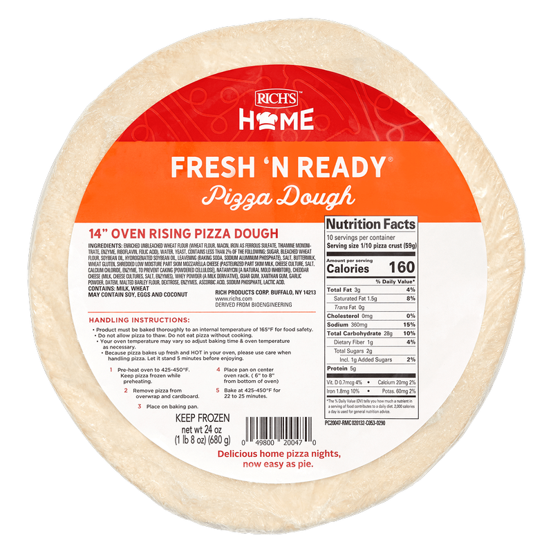 Fresh 'N Ready Frozen Oven Rising Sheeted Pizza Dough 14in 24oz