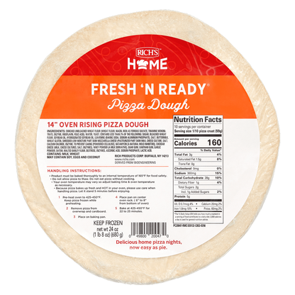 Fresh 'N Ready Frozen Oven Rising Sheeted Pizza Dough 14in 24oz