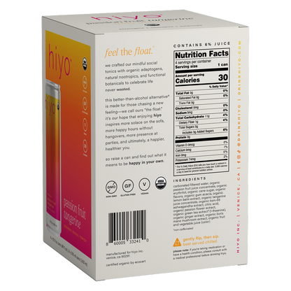 Hiyo Passion Fruit Tangerine 4pk 12oz Can