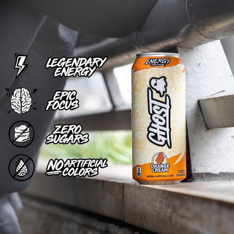 GHOST Energy Zero Sugar Orange Cream 16oz Can
